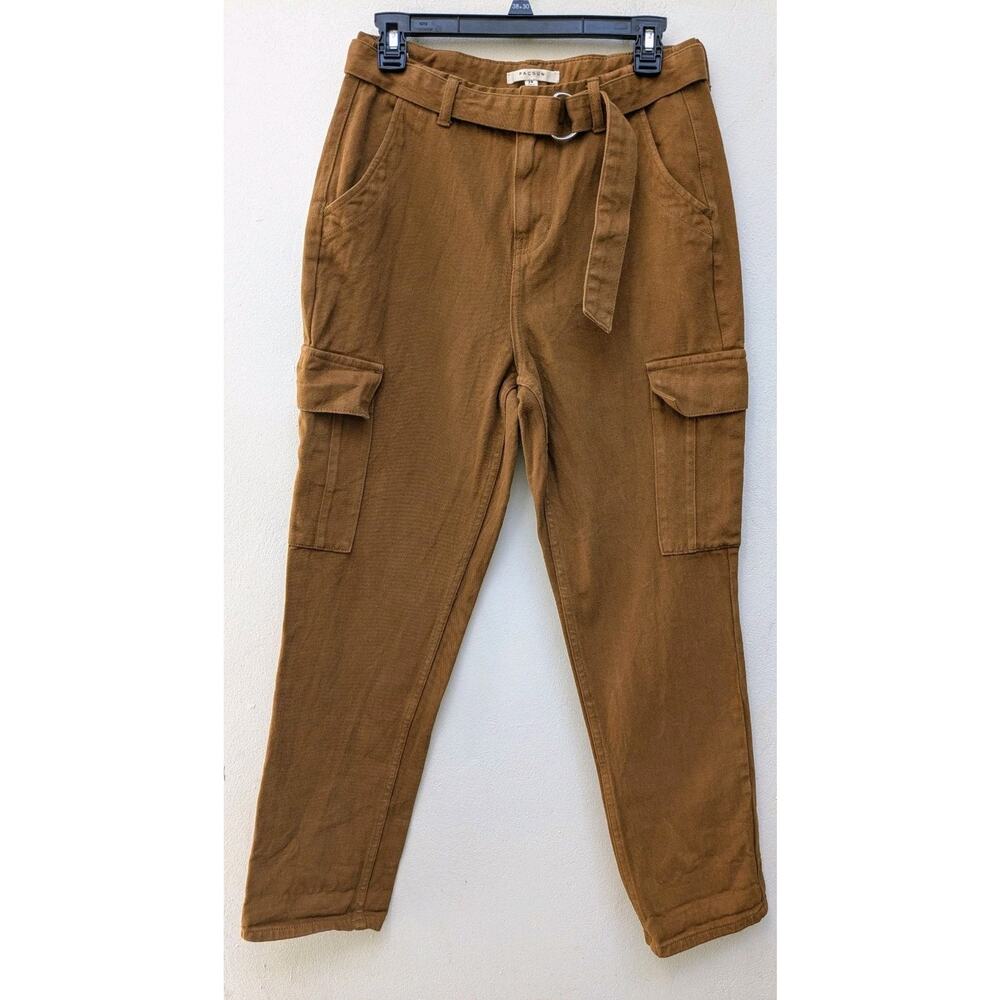 PacSun Women's Pants Utility Cargo Rustic Belted Brown Denim Size 28 - Picture 2 of 14